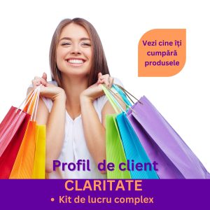Profil de client pentru claritate - banner o femeie cu multe pungi colorate
